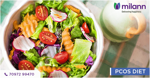 A picture of a salad in a bowl for the blog on "PCOS Diet" by Milann IVF Specialists.
